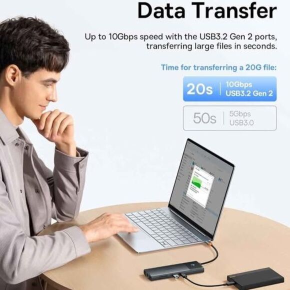 Baseus Metal Gleam Series II 10-in-1 USB-C Hub (Dual Display, 10Gbps) — New - Picture 5 of 7